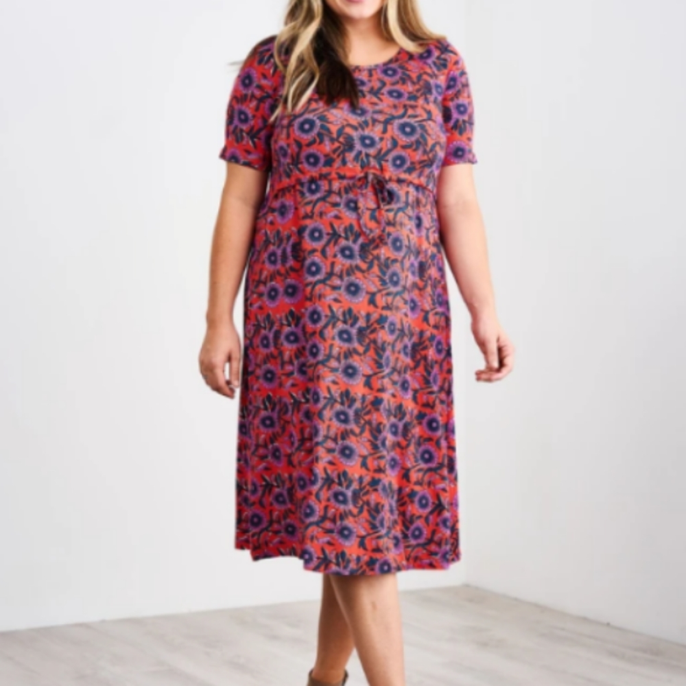 Latched Mama Drawstring Midi Dress